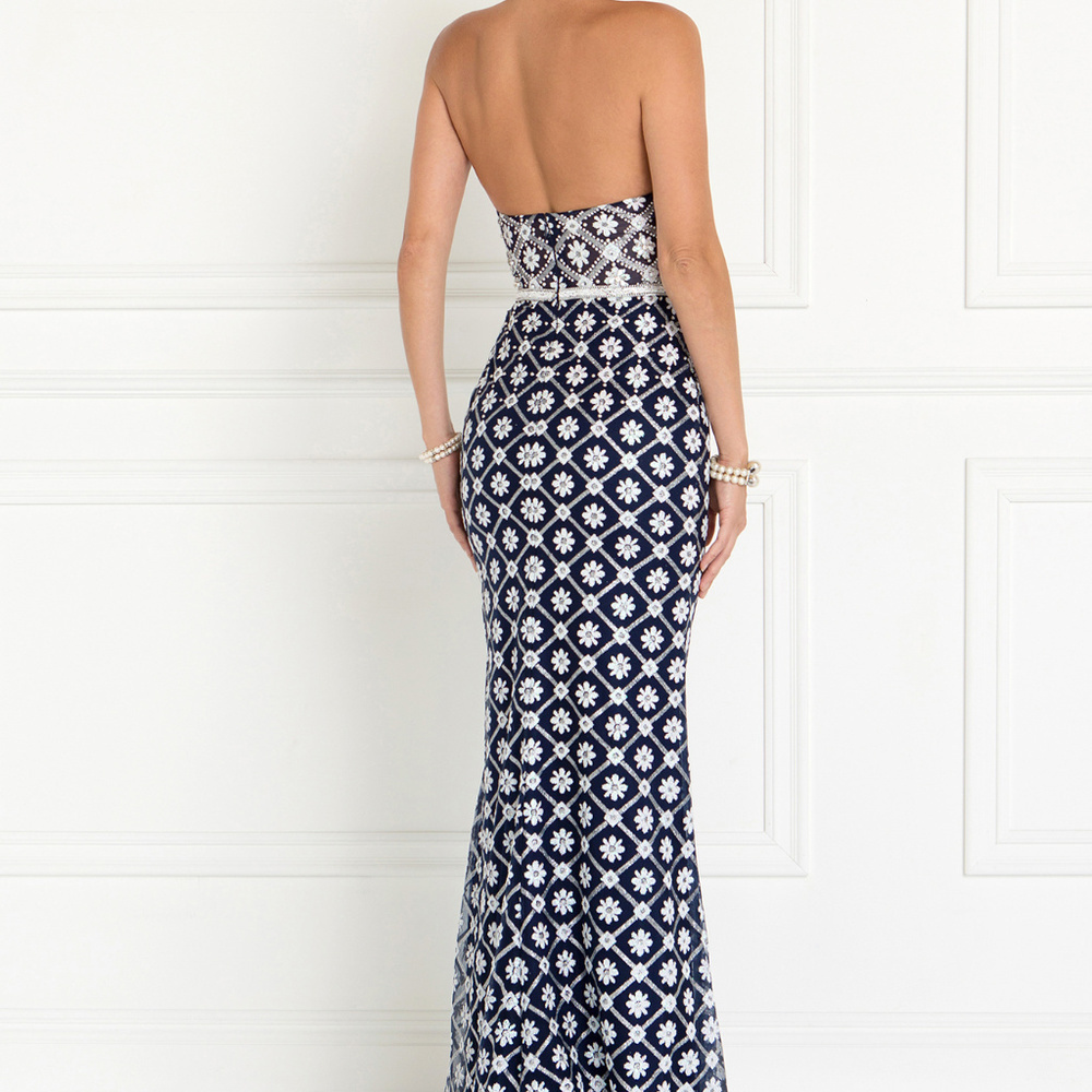 NEW NAVY/SILVER WEDDING EVENING FORMAL Tulle Halter Mermaid Long Dress GSGL1548 - Picture 2 of 3
